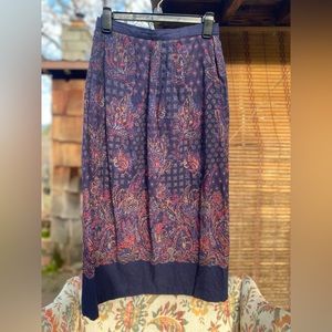 100% wool vintage paisley maxi skirt, high waisted